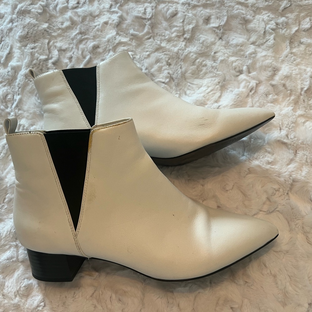 Nine West White Ankle Booties